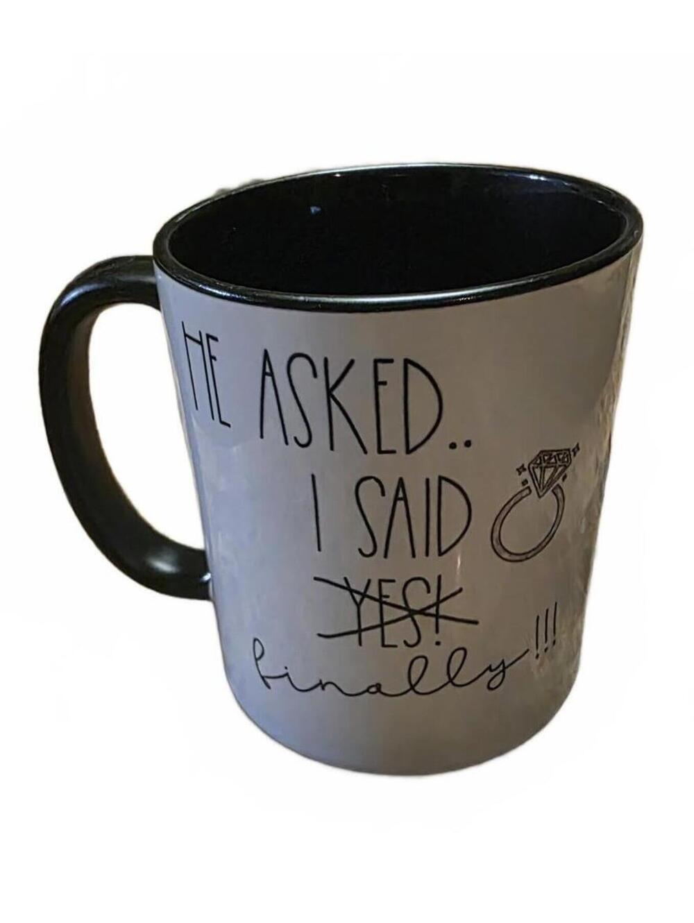 He Asked I Said Yes Finally Engagement Coffee Mug Engaged